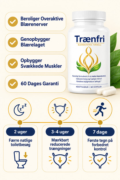 Trænfri Blærestøtte | Genopretter Fuld Blærekontrol På Blot 7 Dage!