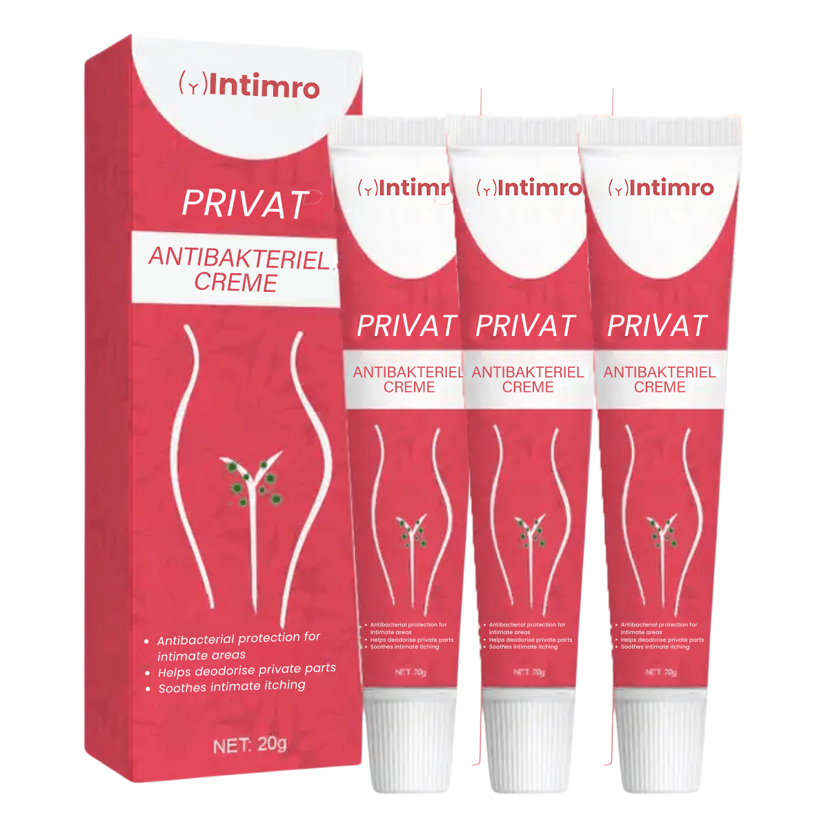 Intimro |  Antibakteriel Intim Creme Lindrer Kløe og Bekæmper Bakterier Øjeblikkeligt