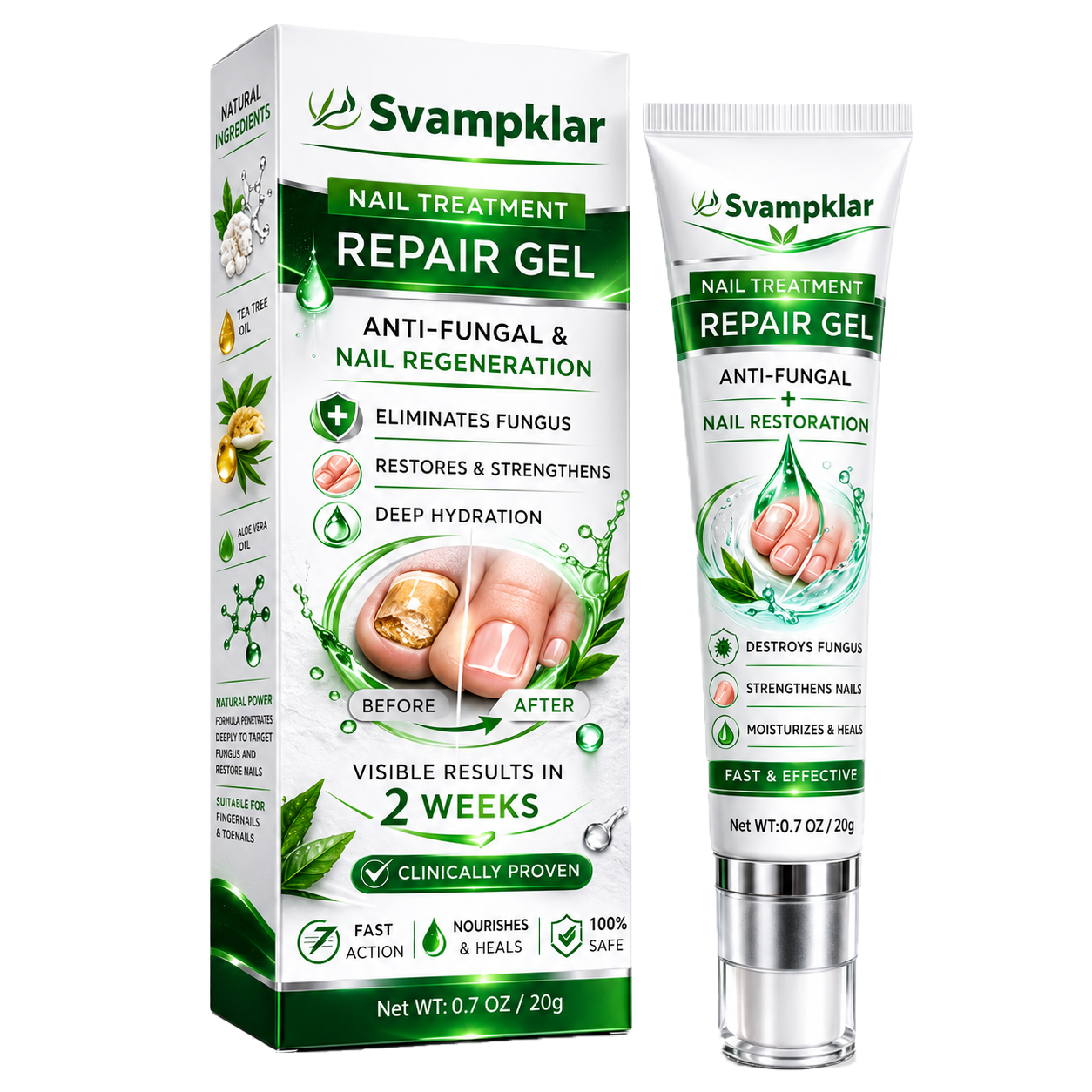 Svampklar Neglesvamp Gel | Fjerner 98% Af Neglesvamp På Blot 7 Dage