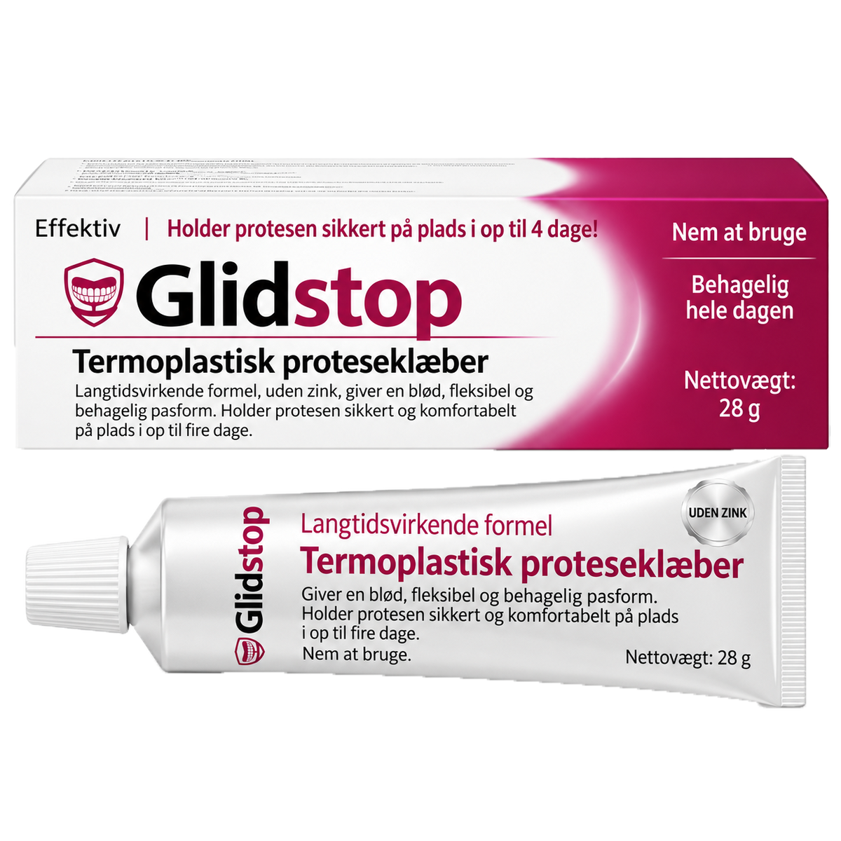Glidstop Klæbemiddel Til Tandproteser | Smil, Tal Og Spis Uden At Bekymre Dig Om Løse Tandproteser I Op Til 4 Dage!