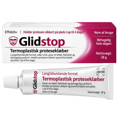 Glidstop Klæbemiddel Til Tandproteser | Smil, Tal Og Spis Uden At Bekymre Dig Om Løse Tandproteser I Op Til 4 Dage!