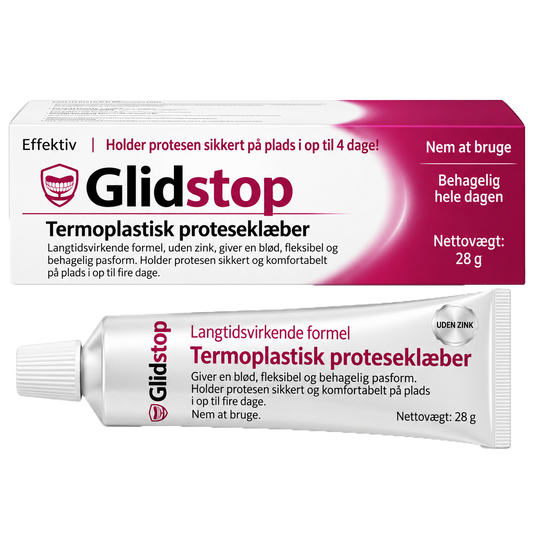 Glidstop Klæbemiddel Til Tandproteser | Smil, Tal Og Spis Uden At Bekymre Dig Om Løse Tandproteser I Op Til 4 Dage!