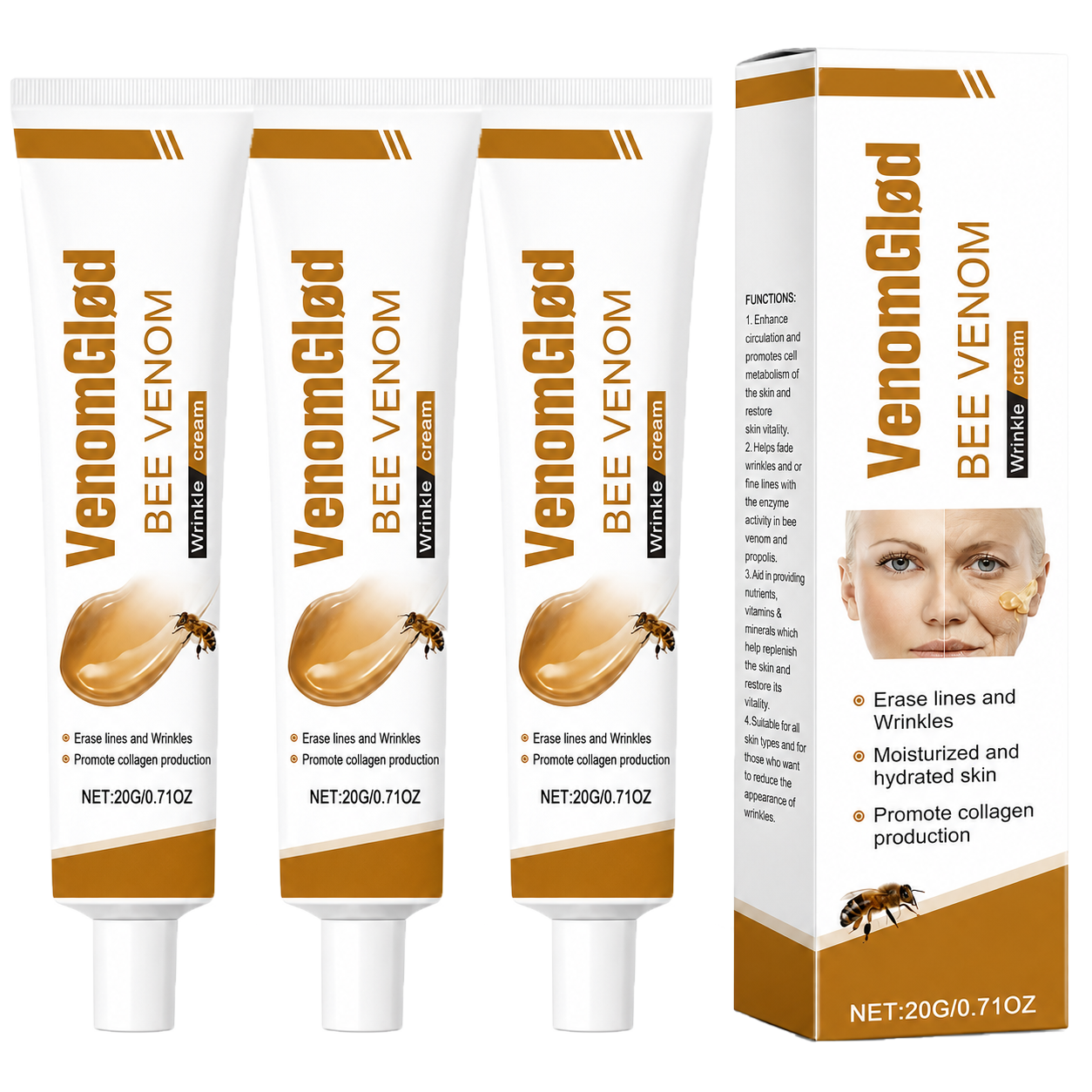 VenomGlød Bigift-Creme | Udvisker Dybe Rynker Og Løfter Slap Hud På Blot 3 Dage!